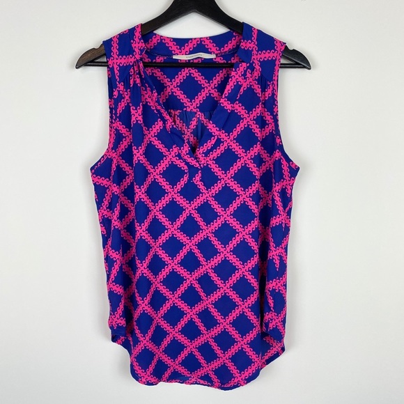 41 Hawthorn Tops - 41 Hawthorn Blue Pink Preppy Sleeveless Top S
